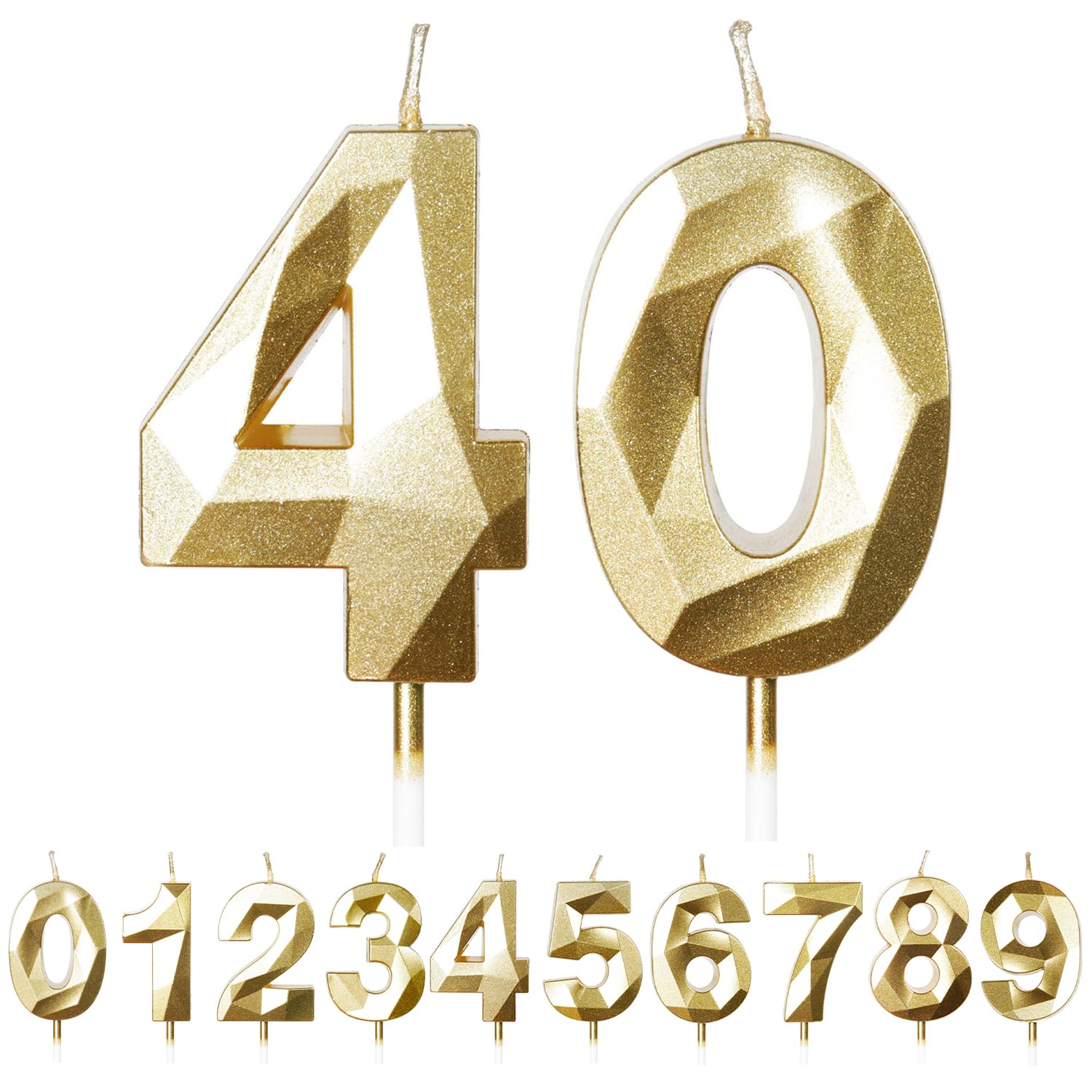 Fuzvol Gold Birthday Cake Candles, Number 40 Candle,Cake Topper Decorations