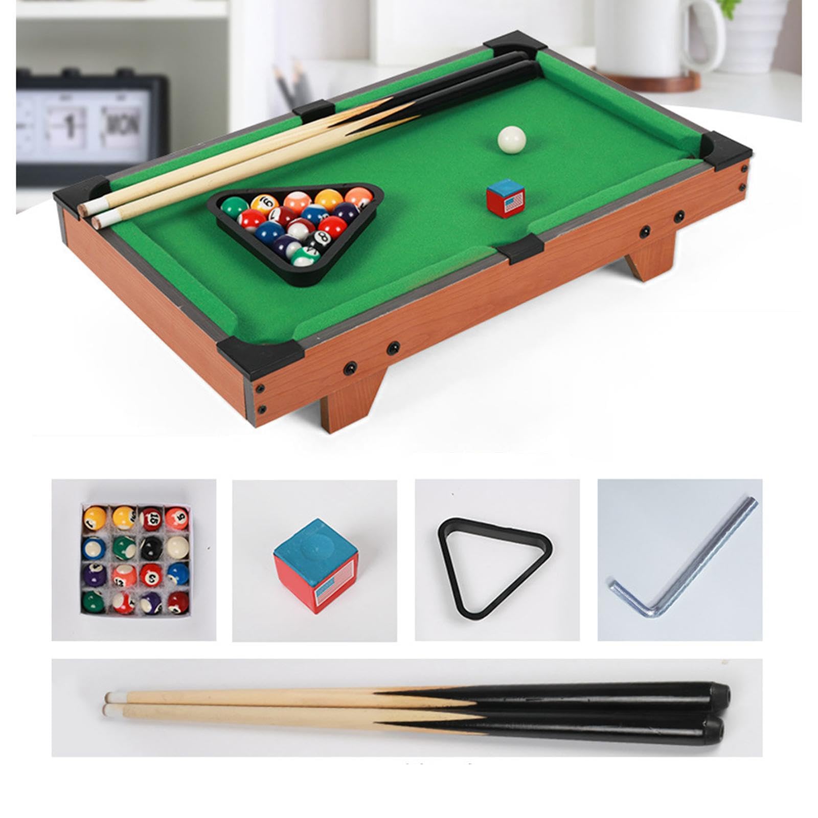 de Billar pequeña, Paquete de Regalo Divertido para la Familia, Incluye Bolas de Billar, Tacos, Elementos Esenciales para la Sala de Juegos de