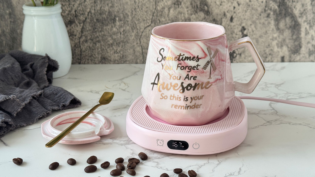 Coffee Mug Warmer Set Smart Electric Heated Cup Beverage Tea Candle Plate