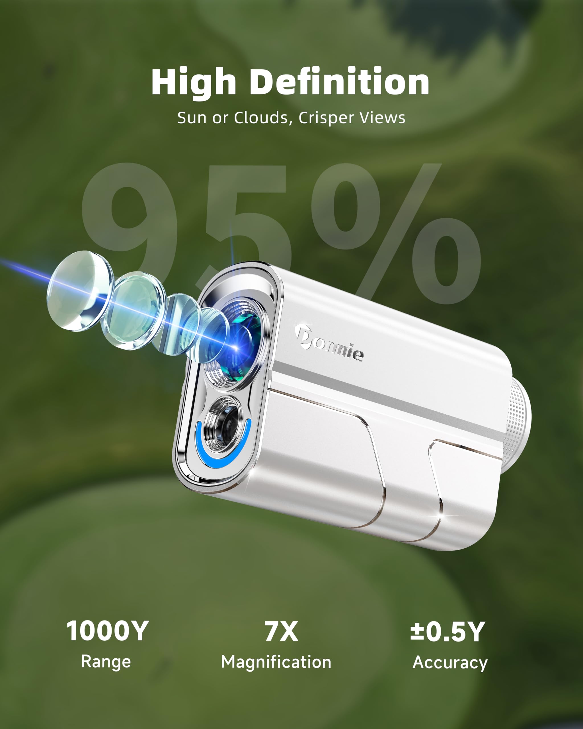 DORMIE T200 Golf Entfernungsmesser mit Steigung, 1000 Yards zum auflasern Von golffenstern, Mit PNLC-Display, 7-facher Vergrößerung und Gehäuse aus Aluminiumlegierung