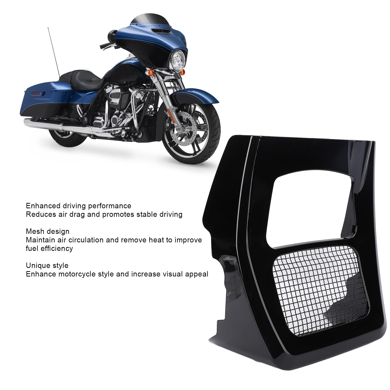Cocoarm Motorrad Kinnspoiler, Kühlergrill mit Stahlgitter aus ABS for Motorrad