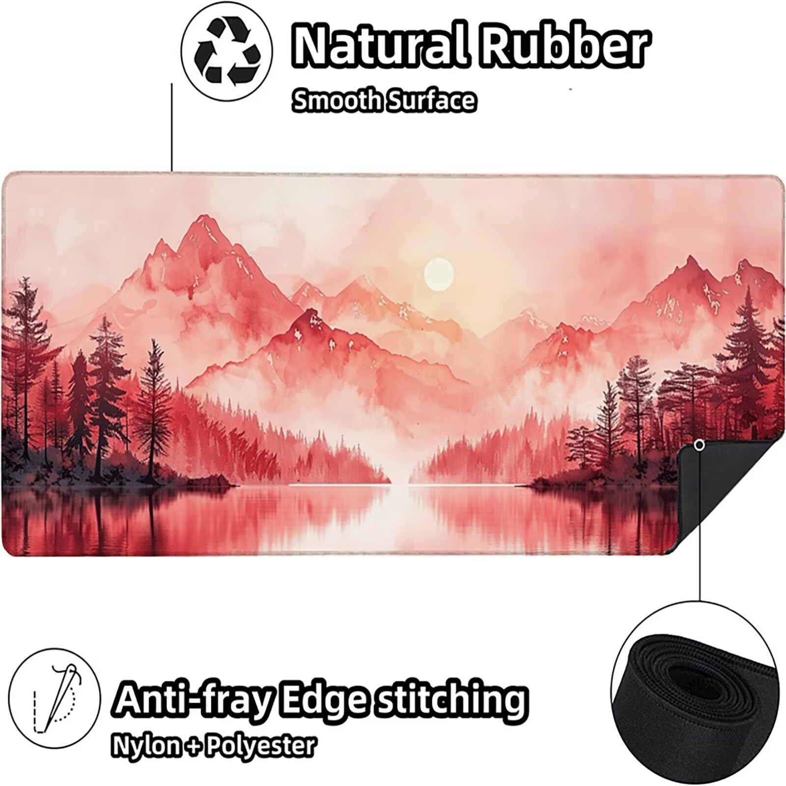 Amanecer Alfombrilla Ratón Gaming XXL 1500x800mm, Alfombrilla Gaming Rosa Mousepad con Base de Goma Antideslizante, Impermeable Desk Mat para Teclado y Raton, Accesorios Gaming, Regalos de Hombre 8-G