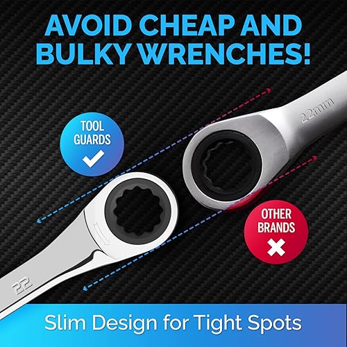 Miniatura 3 de TOOLGUARDS Llave de trinquete de 0.866 in - Perfil delgado - Llave de trinquete - 100% garantía de satisfacción de por vida