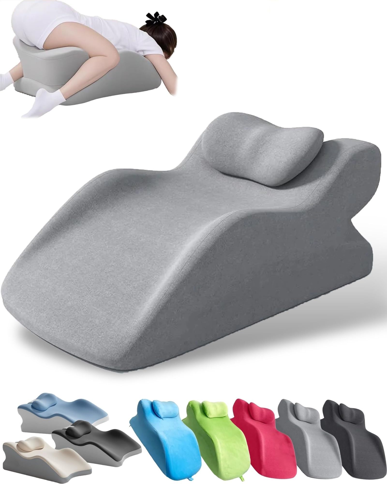 AIUTG Memory Foam Wedge Pillow, Ergonomic Support Cushion with Removable Washable Cover, Inclined Pillow for Reading, Relaxing, Meditation, Floor Seating and Daily Comfort(Grey)
