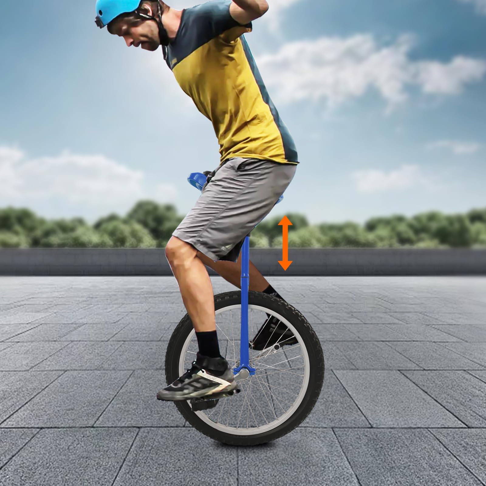 Monoroue 45,7 cm, Monoroue d'entraînement à l'équilibre, hauteur réglable, avec poignée et selle ergonomique, pour enfants, adultes et professionnels des sports de plein air, unisexe