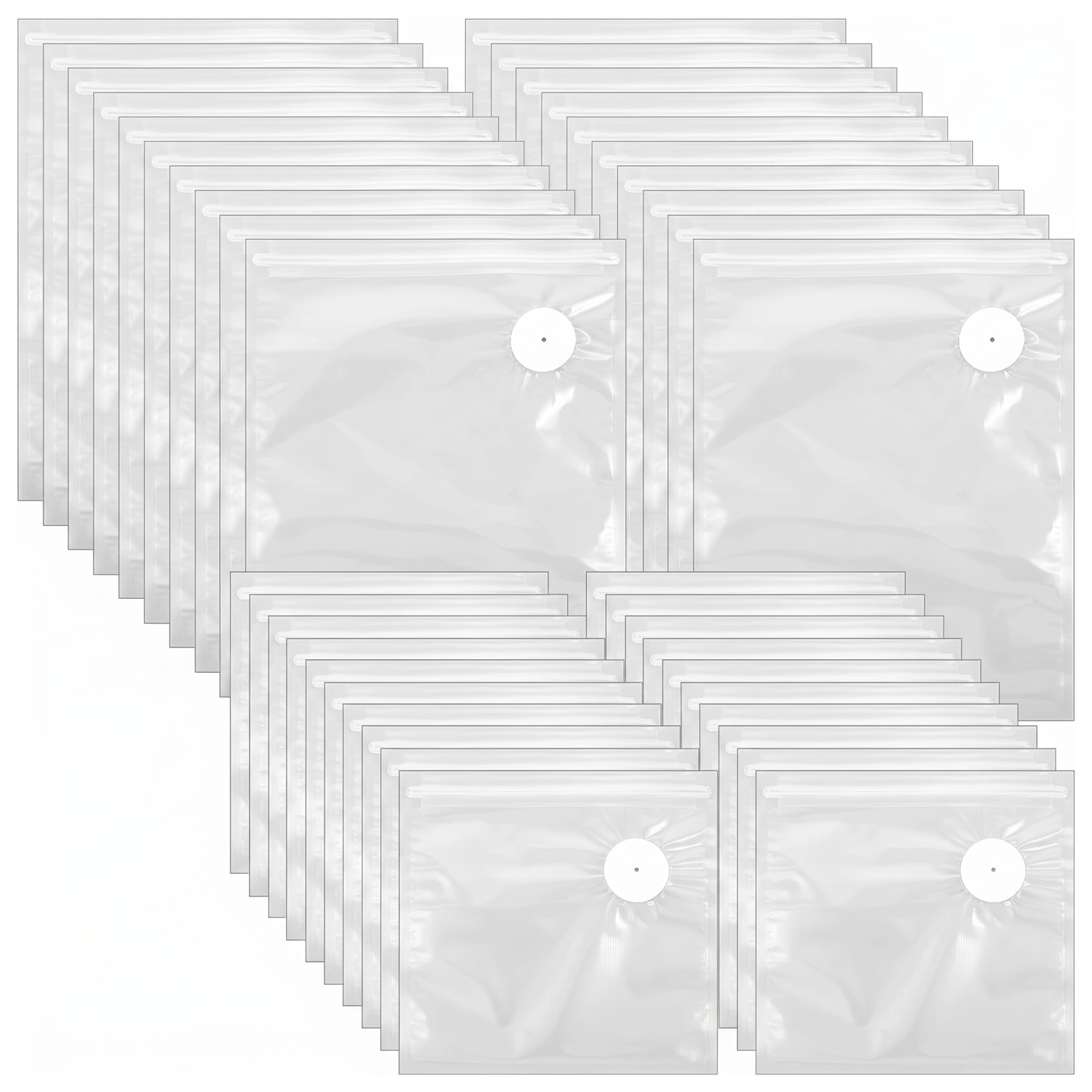 Bolsas selladoras al vacío para alimentos, paquete de 40 bolsas selladoras al vacío para alimentos, de grado grueso, reutilizables con válvula de aire, color blanco (20 pequeñas de 8.25 x 8.66