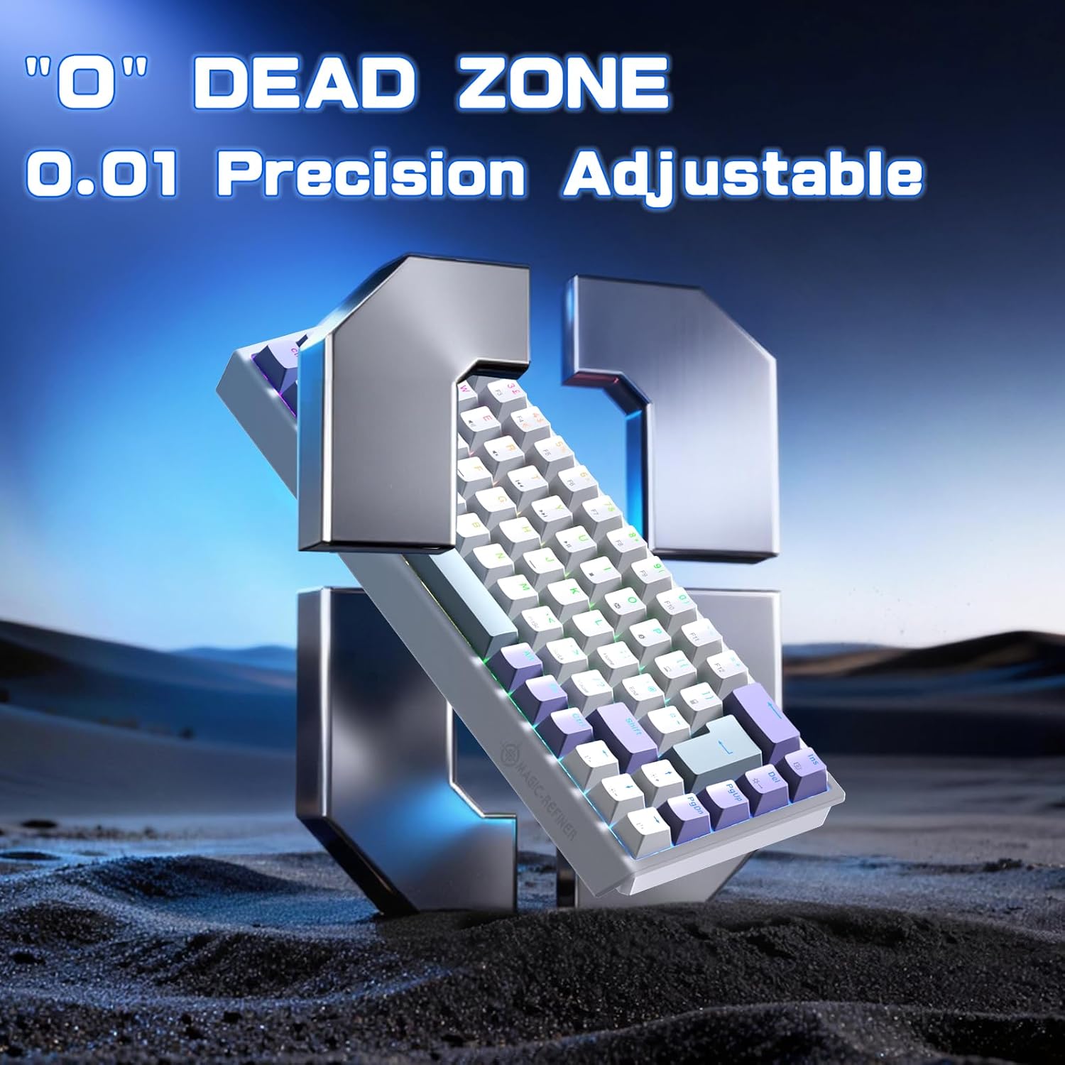 MAGIC-REFINER X68 HE Wired 60% Hall Effect Rapid Trigger Mechanical RGB Gaming Keyboard with 8K Polling,0.04mm RT Accuracy,Magnetic Switch,Adjustable Actuation,Snap Tap for PC Mac Esport Gamer (White)