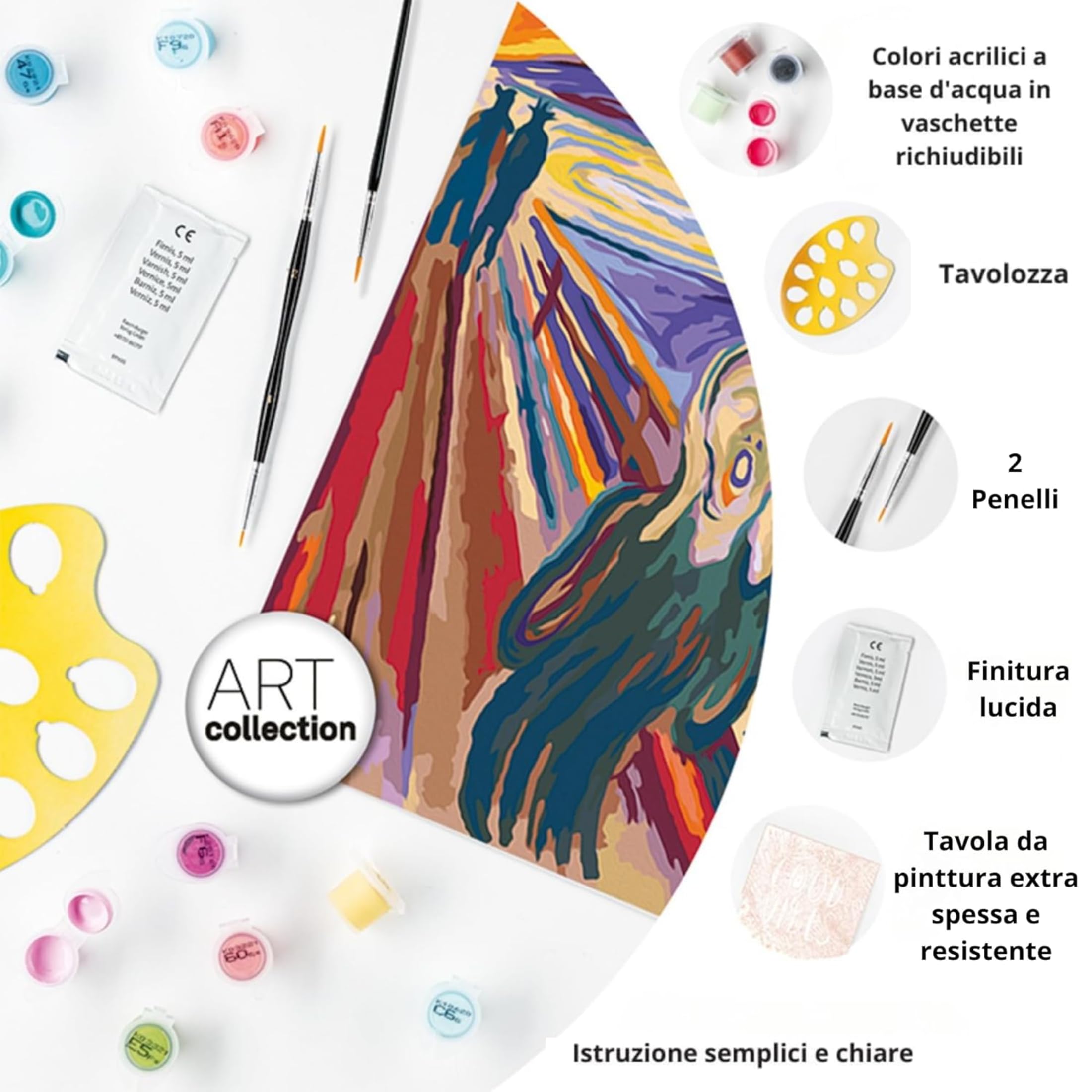 Ravensburger CreArt: Munch L'Urlo – Dipingere con i Numeri Adulti, Attività Creativa e Rilassante, Kit Pittura con Pennello e Colori Inclusi, 30 x 40 cm, Idee Regalo