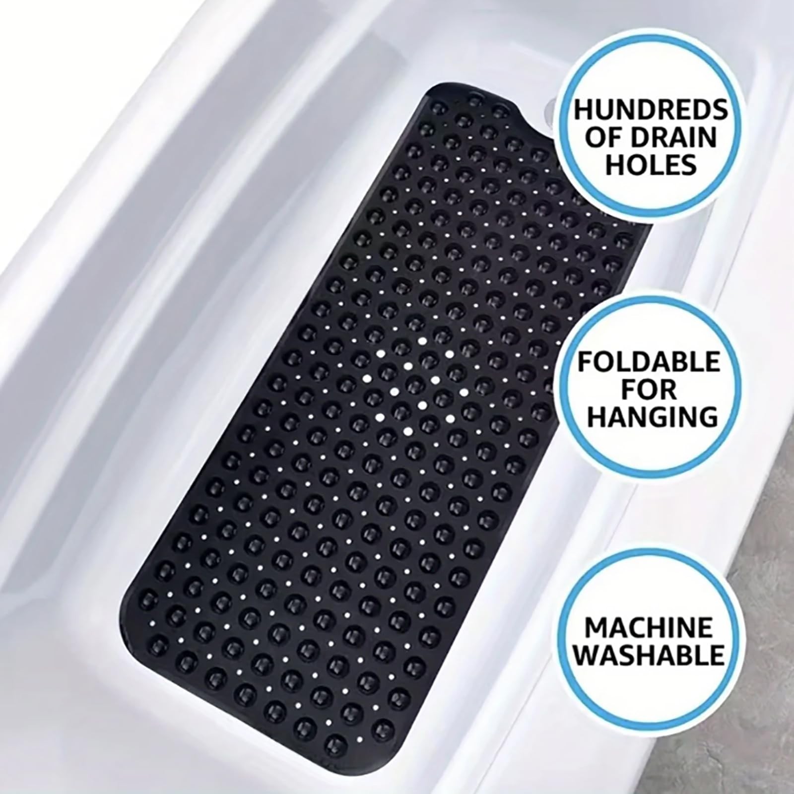 Generico Tappeto Bagno in PVC Antiscivolo Anticaduta con Ventose per Vasca e Doccia | Lavabile in lavatrice con ventose