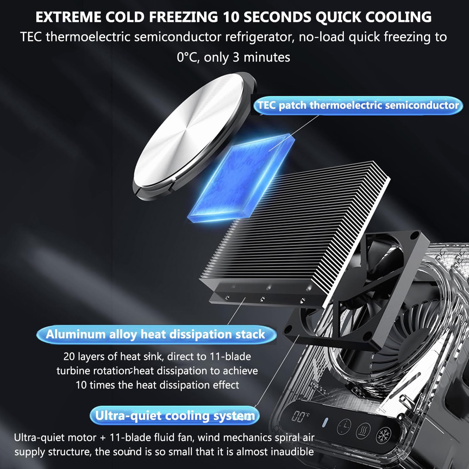 Taza de enfriamiento rápido, Posavasos con función de Calentamiento y enfriamiento, función USB de Doble Uso para Mantener frío y Calor, Control de Temperatura
