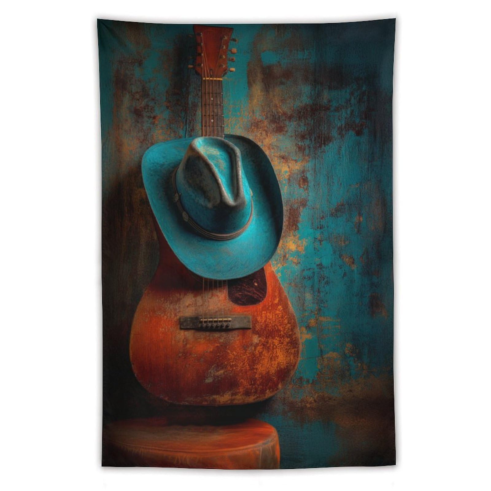 Jubonexis Luxury Western Abstract Wide Brim Cowboy Hat Tapestry Polyester Aesthetic Wall Hanging Bedroom Living Room Dorm Decor 40"x60"
