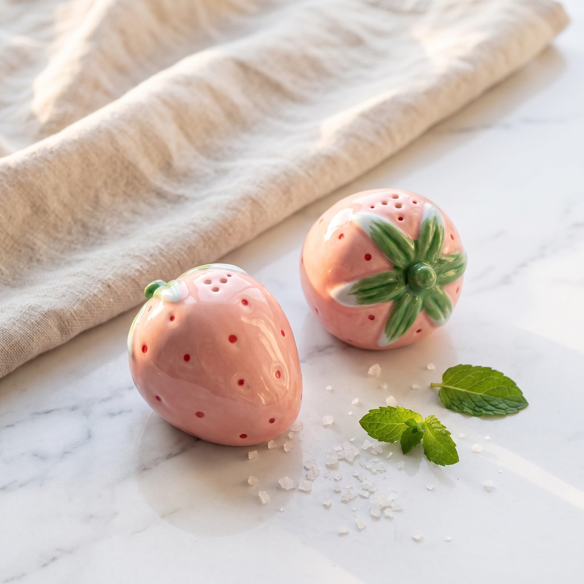 OSALADI 2 ceramiczne solniczki i pieprzniczki, miniaturowa dekoracja