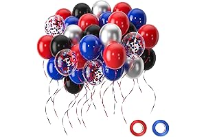 50 Pcs Red & Blue Confetti Balloons, Spider-Man Superhero Themed Balloons for Kids' Parties