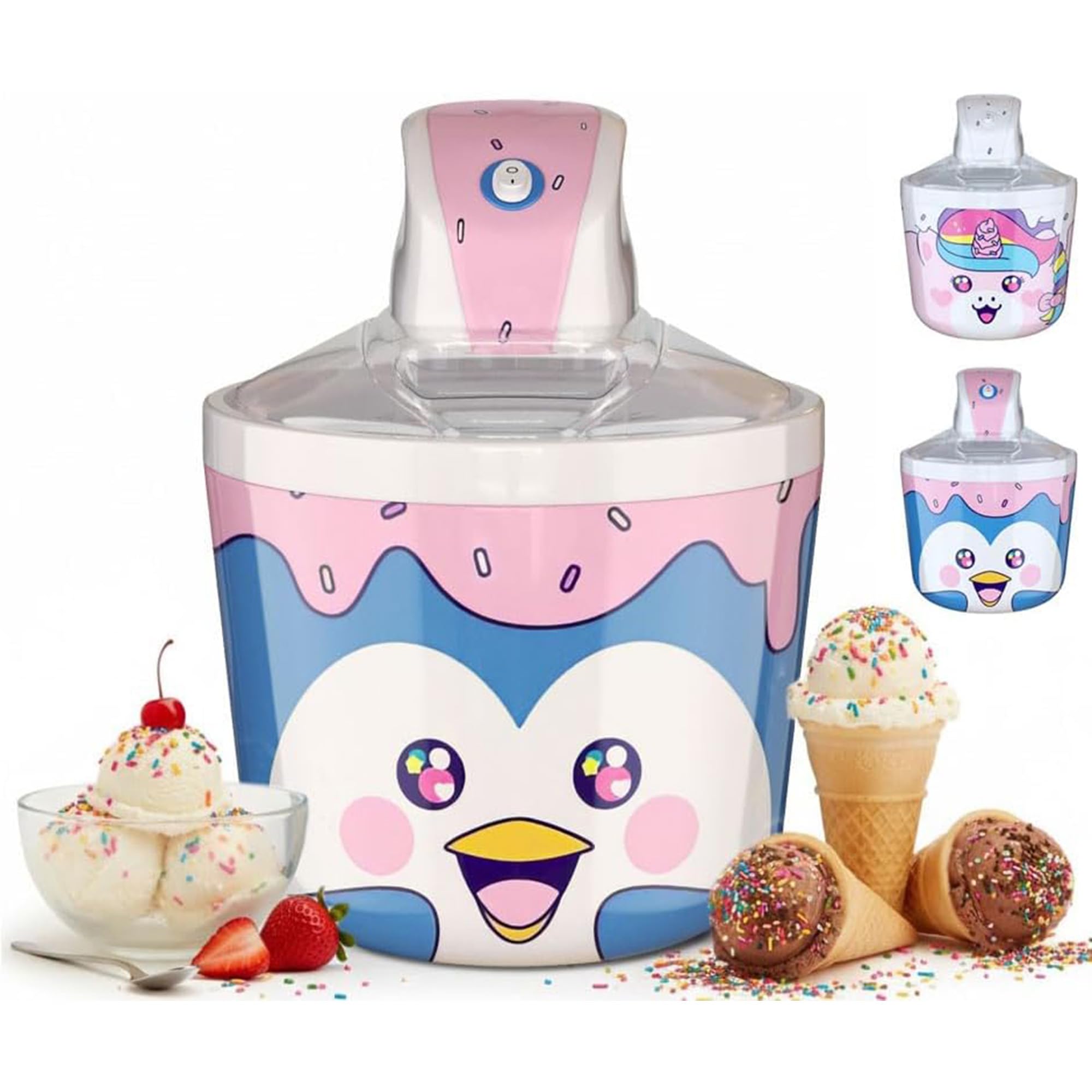 Ice Cream Maker Machine for Kids – 1.2 Quart Penguin Electric Ice Cream Makers, Best Countertop Machine for Homemade Ice Cream, soft serve, Sorbet, Gelato, Frozen Yogurt – Fun & Easy for Families