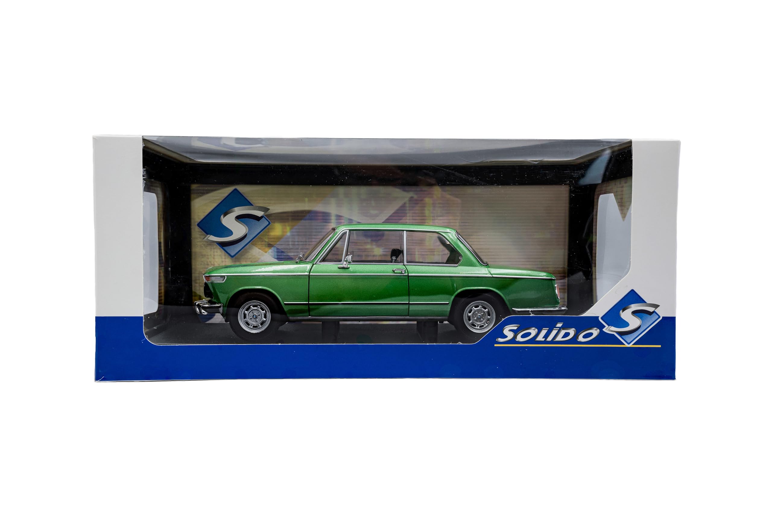 Solido BMW 1602 (1971) – Kompaktklassiker mit runder Front, bewegliche Türen und Lenkung, Diecast Modellauto, Taigagrün, 1:18