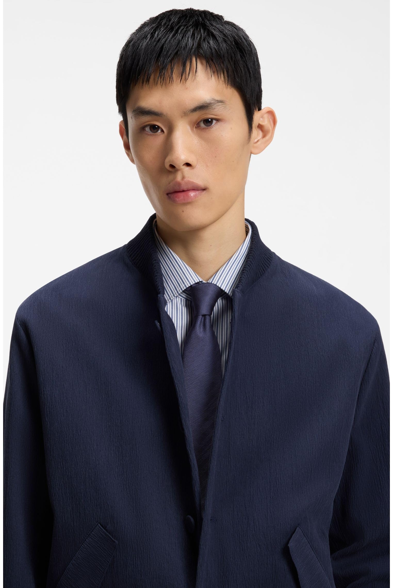 HUGO Herren Tie cm 6 Krawatte aus Seide mit Jacquard-Web-Dessin Dunkelblau Stck