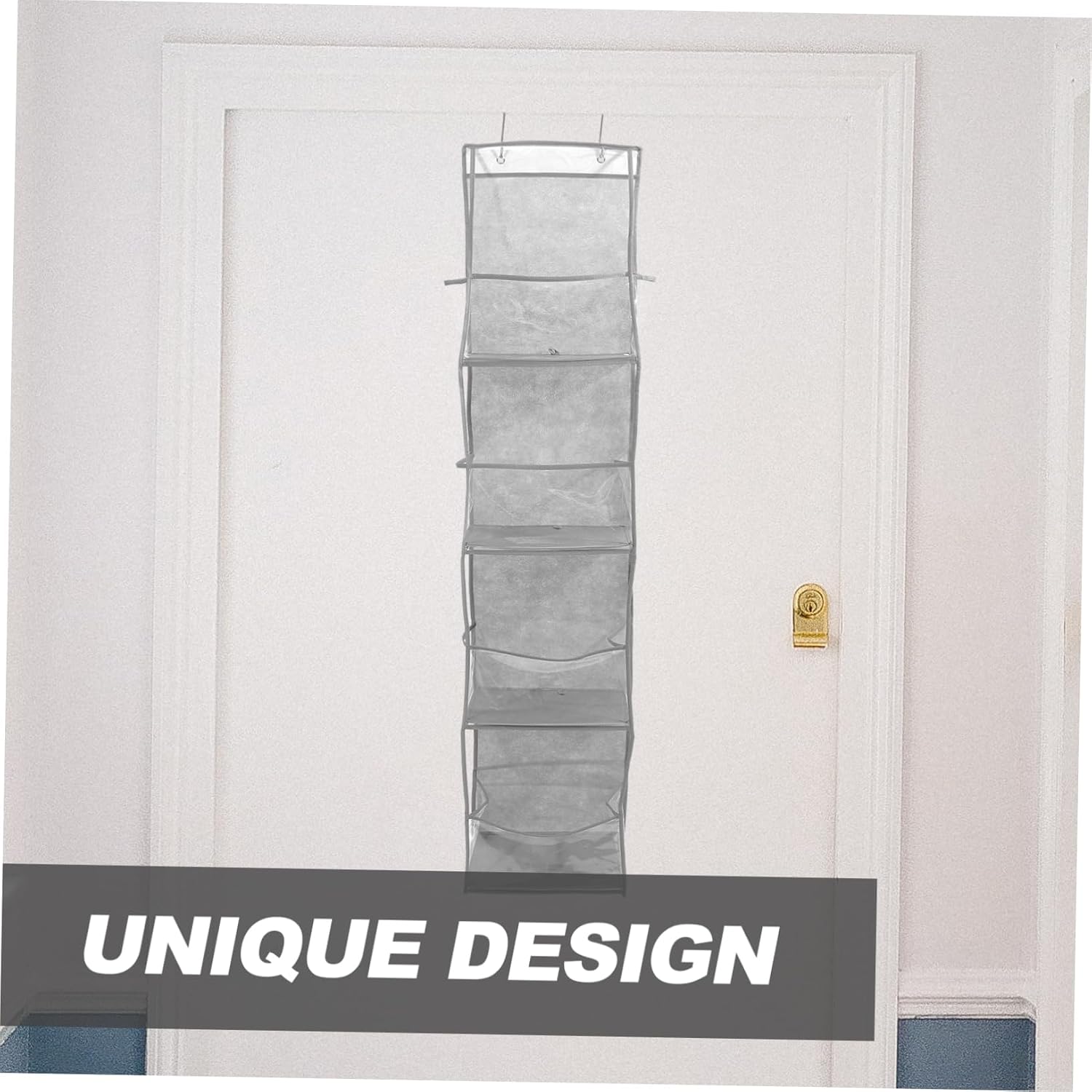DECHOUS Door Organizer Multi-Layer Storage Bag for Shoes Toys Bags 4 Pocket Gray Hanging Storage Solution No Nails Required for Home Closet Use