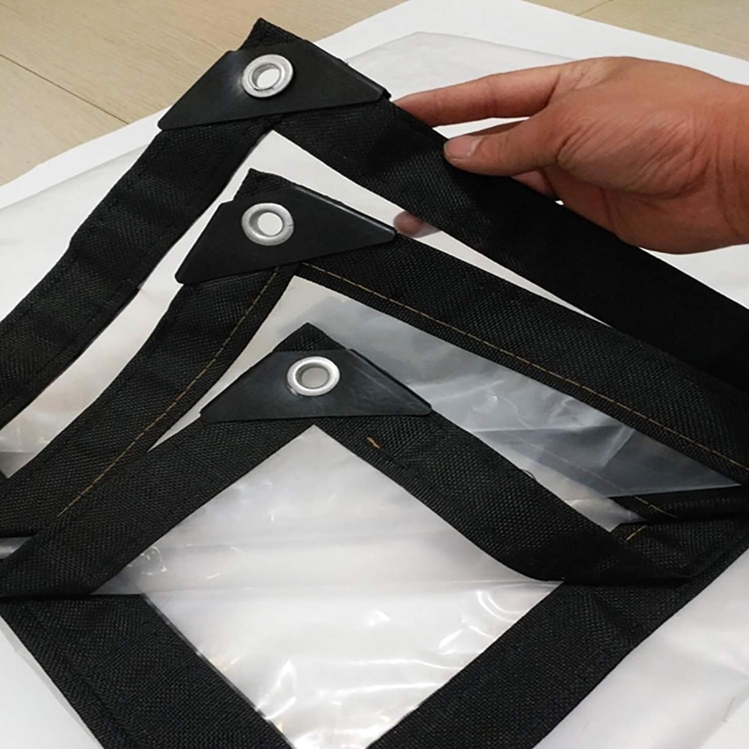 Rideau pour pergola extérieu Rideaux d'extérieur en Vinyle bâche Transparente imperméable avec œillets bâche de séparation en Plastique pour pergola Patio Porche tonnelle (Couleur : transpar