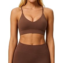 Yuerlian Womens Sports Bra Criss Cross Back Strappy Yoga Bra V Neck Padded Workout Crop Top