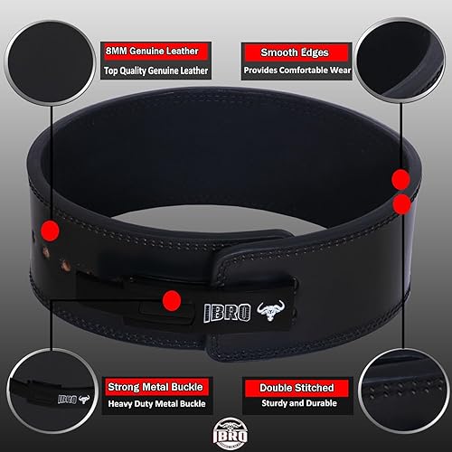 Miniatura 9 de IBRO Palanca de levantamiento de pesas o cinturón de gimnasio de una sola punta, 0.315 in, 0.394 in o 0.512 in, potencia extrema, resistente, 100%