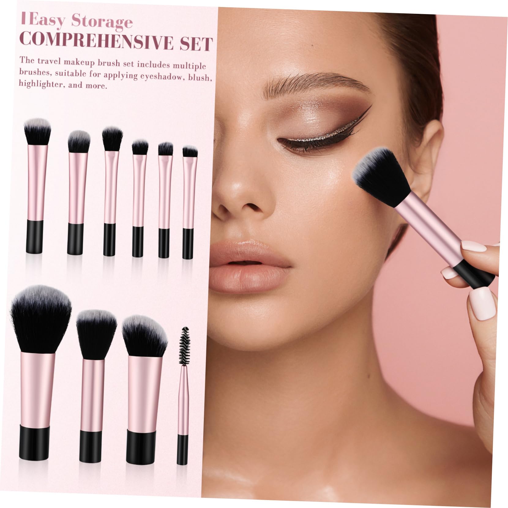FRCOLOR 40 Uds Mini Juego De Brochas De Maquillaje Mini Brochas De Maquillaje Pequeñas Brochas De Maquillaje Brochas De Maquillaje De Viaje Artículos Esenciales De Viaje Mini Brochas De