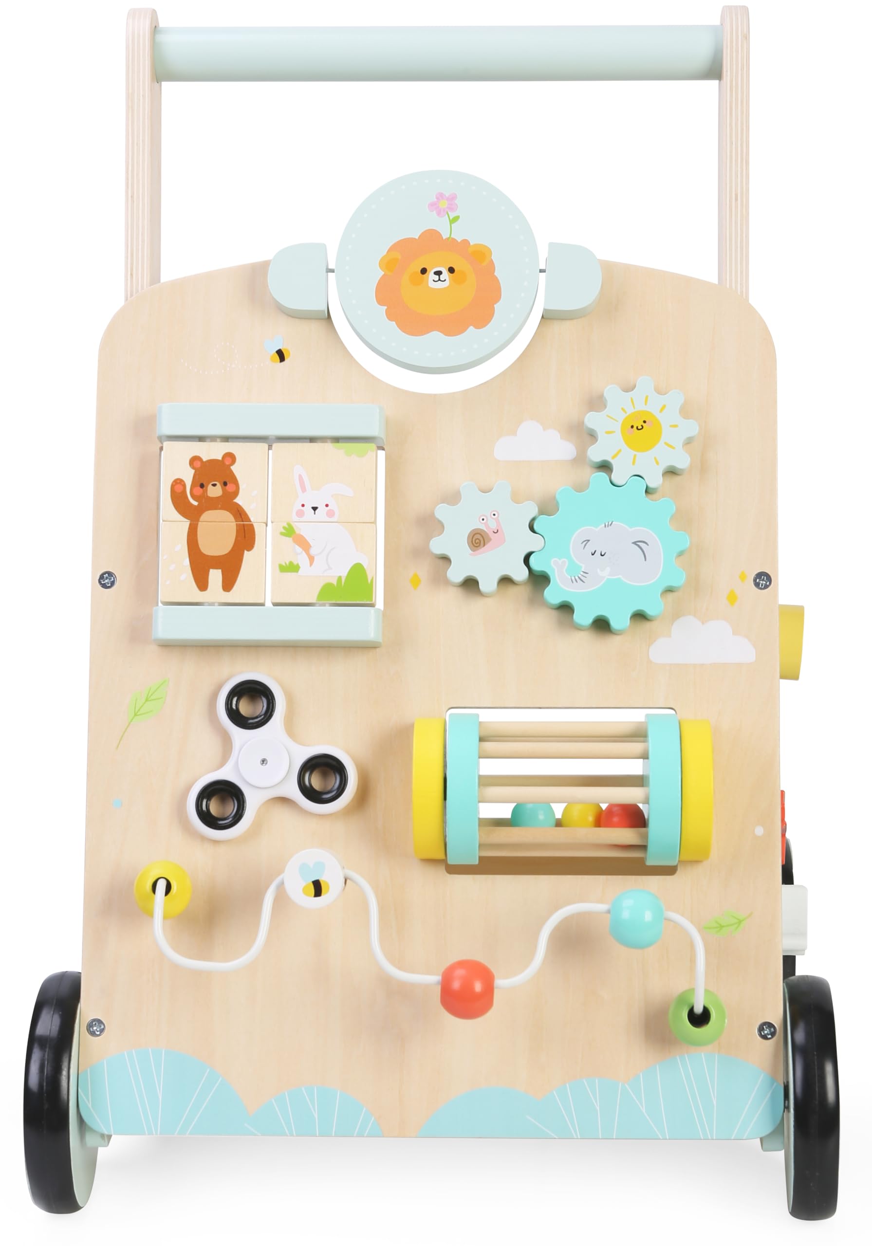 Bayer Chic 2000 Lauflernwagen Holz | Activity-Walker mit Motorikspielzeug | Stabiler Holz-Lauflernwagen mit bunten Motorikspielen, Xylophon & Formensortierer. Activity-Walker für erste Schritte.