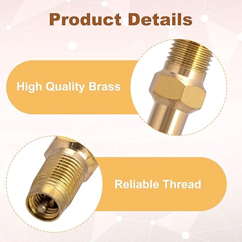 Miniatura 3 de Paquete de 3 adaptadores de extensión de válvula de neumático de latón de 1.969 in x 0.276 in para coche, camión, motocicleta, bicicleta,
