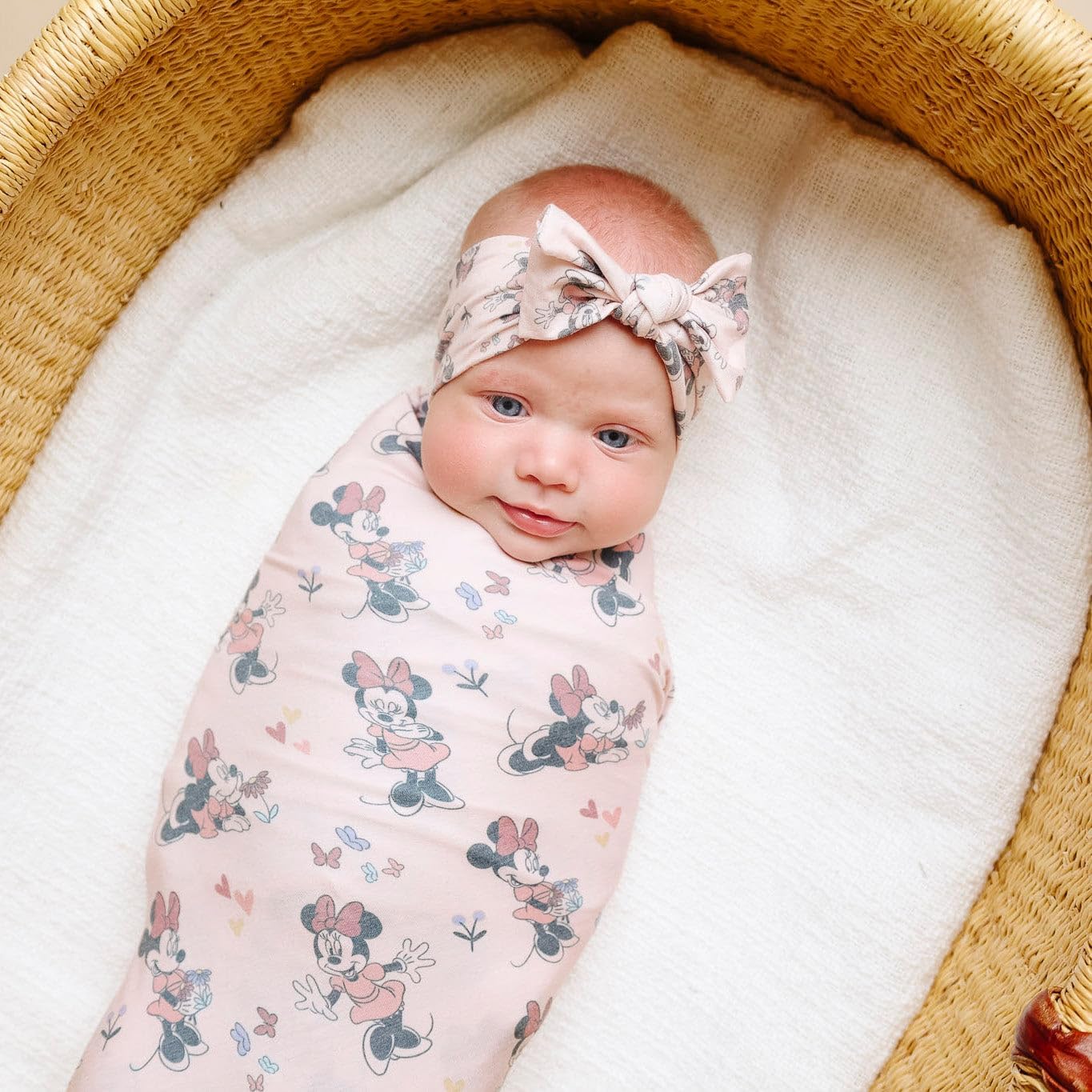 Copper Pearl Large Premium Knit Baby Swaddle Receiving Blanket Minnie Mouse