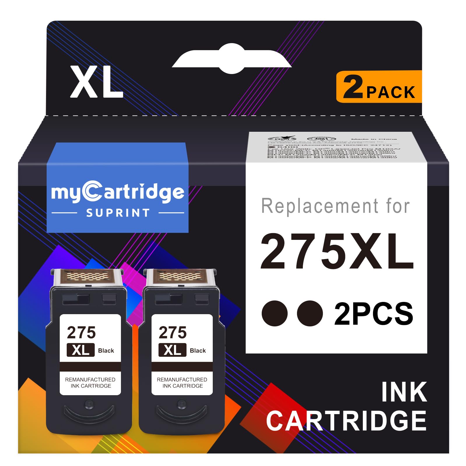 PG-275 Black Ink Cartridge Replacement for Canon 275 Black Ink Cannon 275 Ink PG-275XL 275XL Ink Cartridges for Canon Printers Pixma TS3722 TS3522