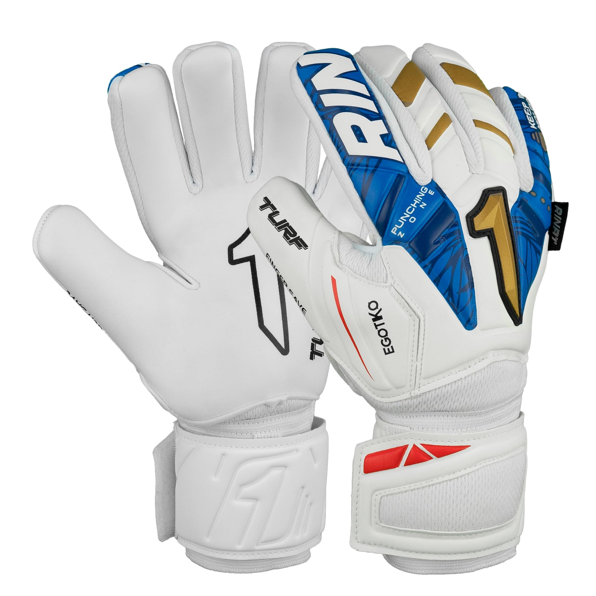 Rinat Goalkeeper Gloves Egotiko Avenger Spine Turf Junior White Size 6