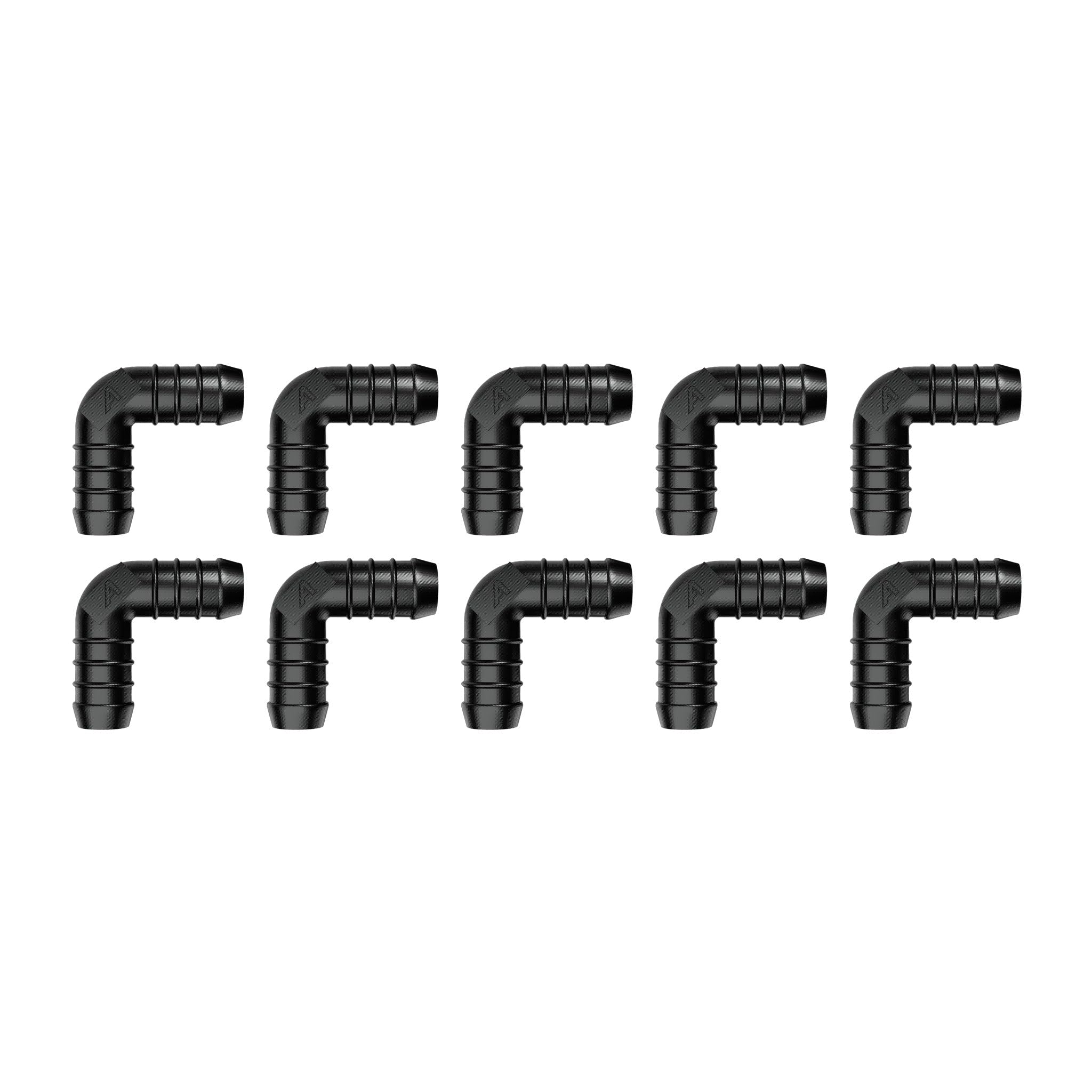 10 Pack 25mm 90 Degree Barbed Plastic Hose Elbow Joiner Connector Black — image 1