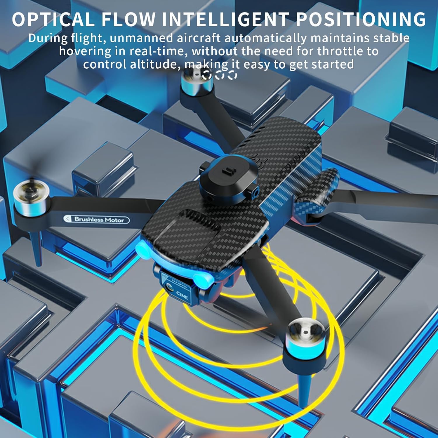 Drone Con Fotocamera 1080P,Aereo Radiocomandato Motore Brushless,Quadcopter WiFi pieghevole,Giocattoli Volanti Telecomandati,Modalità senza testa,Flip a 360°,Decollo a un clic,Regali per adulti