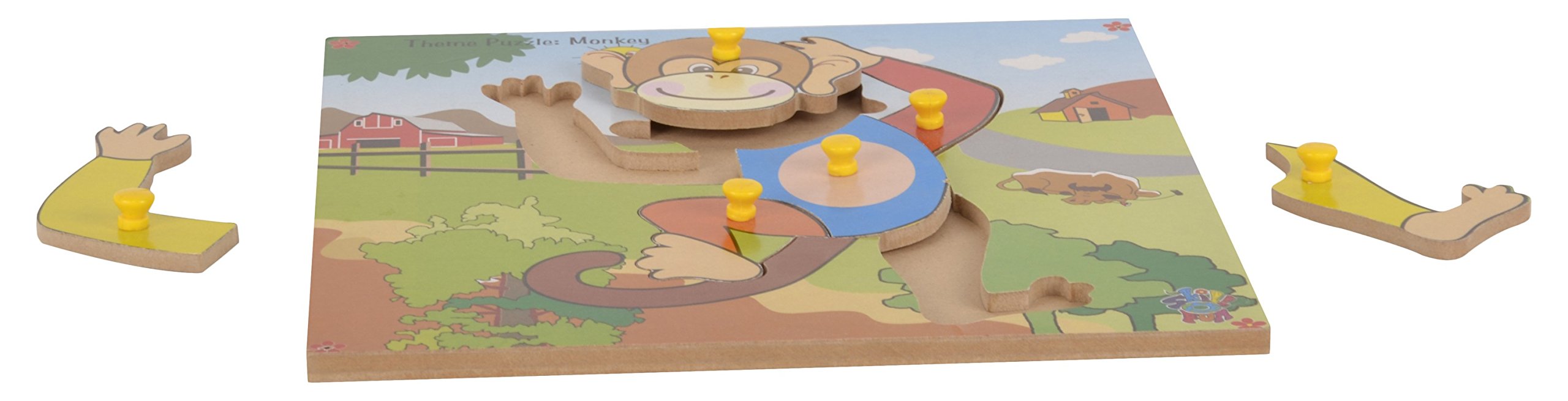 Skillofun Wooden Theme Puzzle Knobs - Colorful and Educational, eco-Friendly Puzzle with Easy-Grasp Features for Toddlers' fine Motor Skills and Color Recognition, Interactive and Safe Learning Toy 1