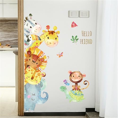 Calcomanías de pared con diseño de animales lindos de dibujos animados, diseño de safari de dibujos animados, removibles, impermeables, murales de disponible en Yaxa El Salvador