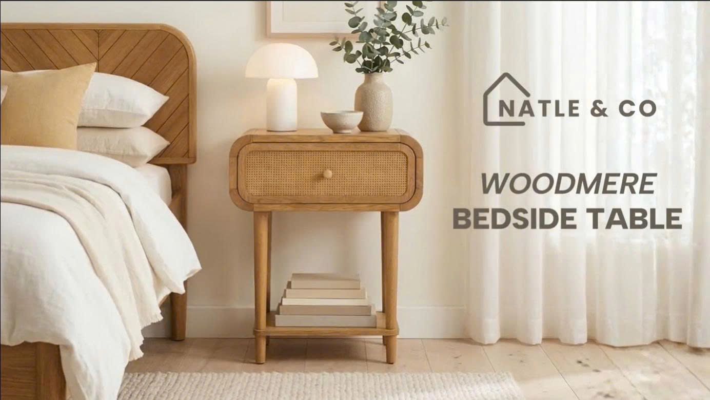 Amazon.com: NATLE & CO Premium Solid Wood Nightstand with Charging