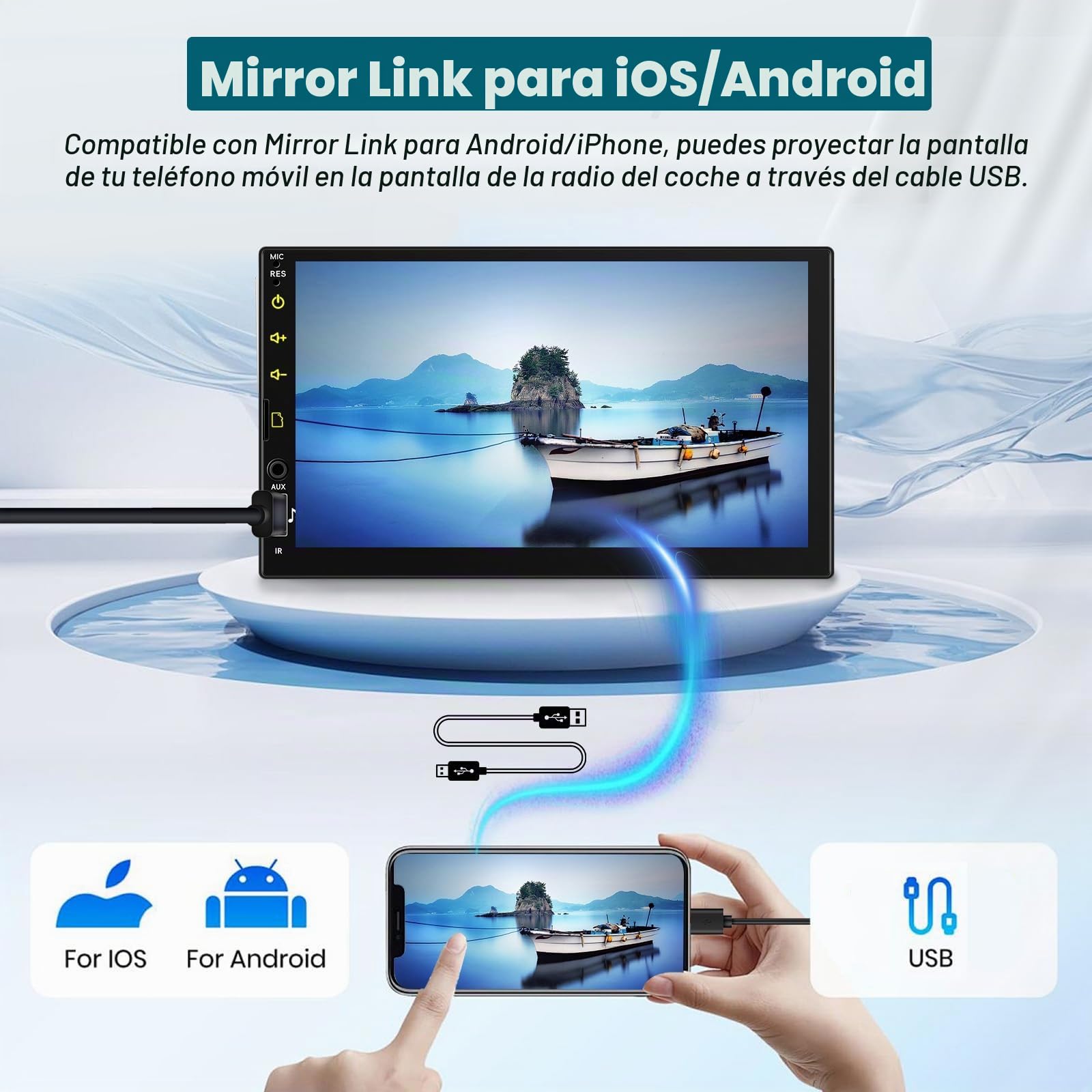 Hikity Radio de Coche 1 DIN con Pantalla Táctil de 7 Pulgadas, Radio Coche 1 DIN con Carplay Android Auto Inalámbrico, SWC Mirror Link FM Radio USB/TF/AUX Cámara Trasera + Mic
