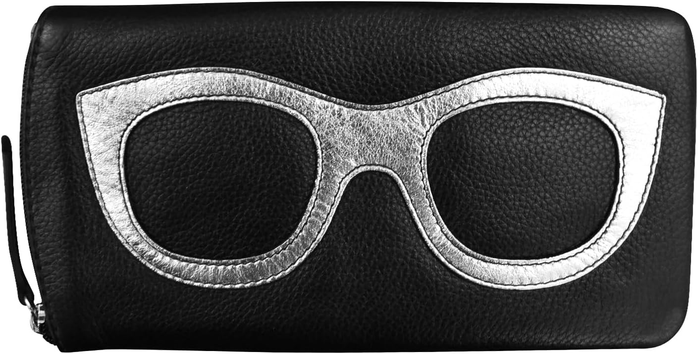 ili New York Smooth Leather Soft Eyeglass Case, Zip Closure with RFID Blocking Lining, Travel-Friendly in Vibrant Colors
