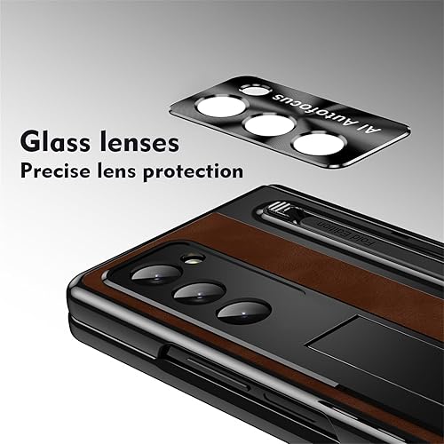 Miniatura 3 de Funda para Galaxy Z Fold 5 - Funda de piel suave al tacto con soporte, protección de lente, soporte para S Pen, protección de bisagra y protector de