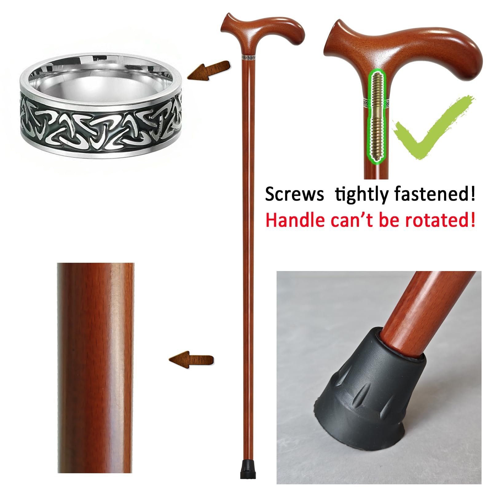 Walking Stick with 4 Height - Handmade Wooden Walking Sticks for Men & Women, Ergonomic Gents Derby Wood Sticks Cool -Stylish Gents Wooden Walking Cane