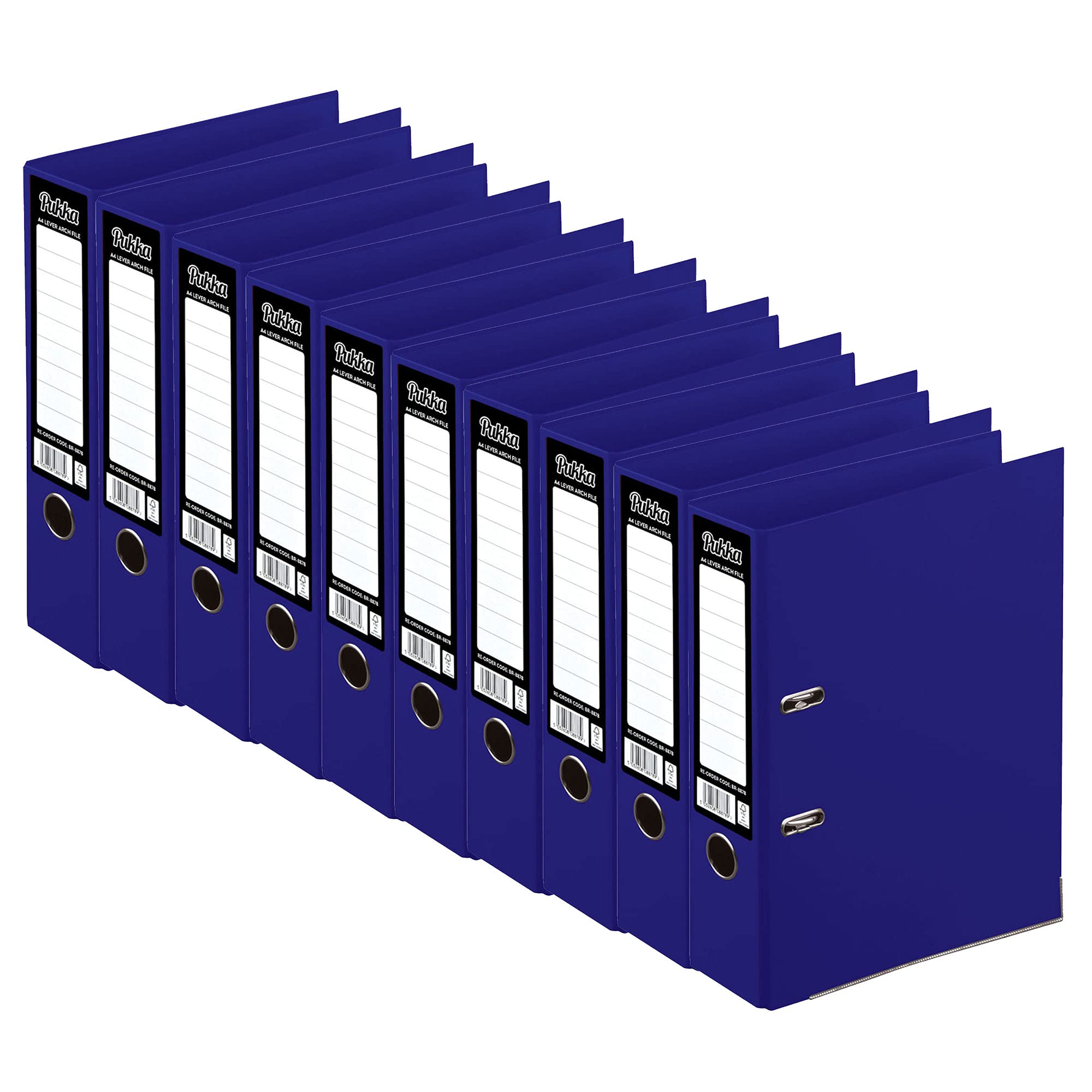 ED 10 x Pukka A4 Glossy 2-Ring Lever Arch File School Work Office 75mm Spine File Organiser (Navy), Does not apply — image 1