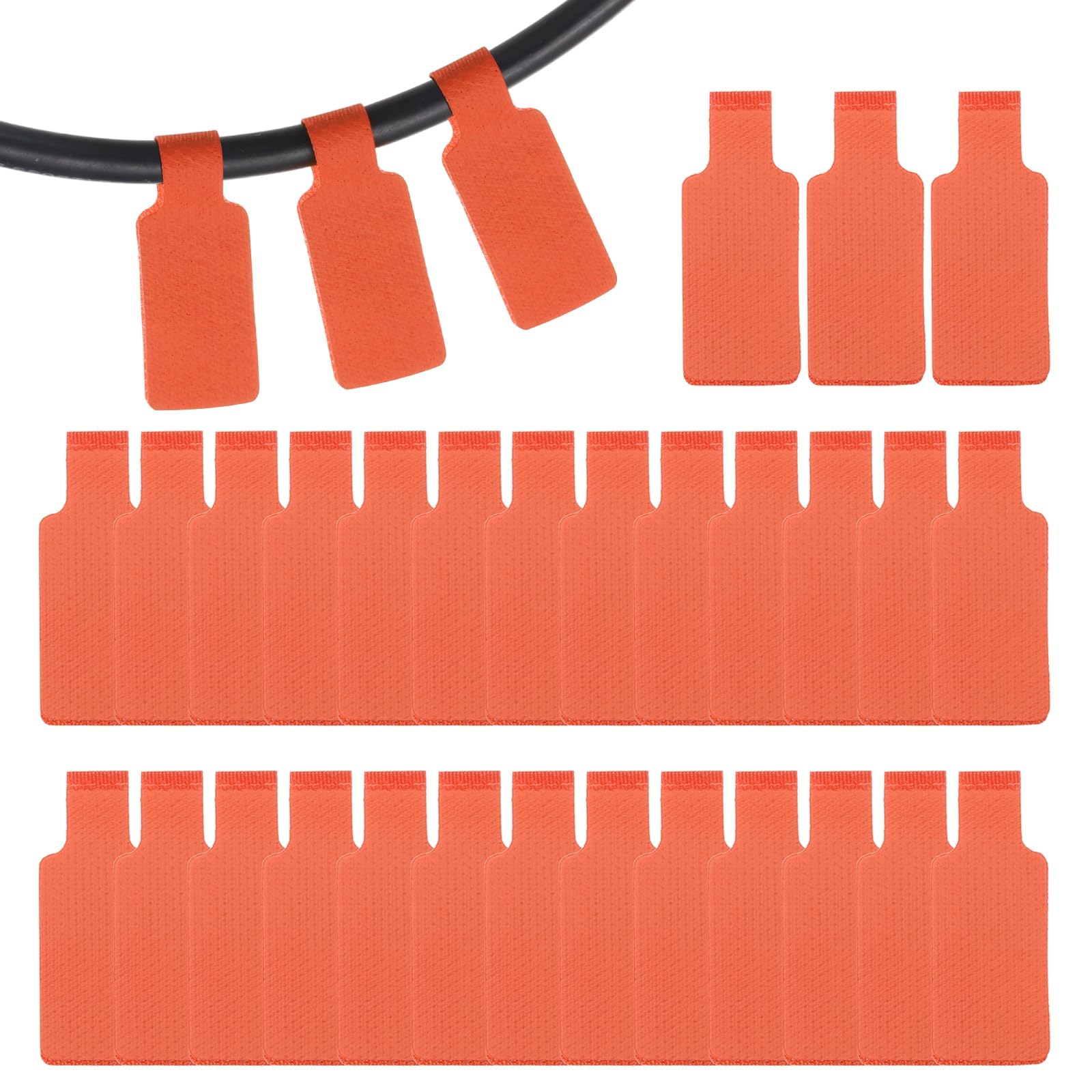 PATIKIL 32Pcs Cable Labels Tags, 1.8" Write on Wire Tags Cord Labels Hook Loop Rectangle Cable Ties for Electronics Organize Wire Classify Identification Management, Orange