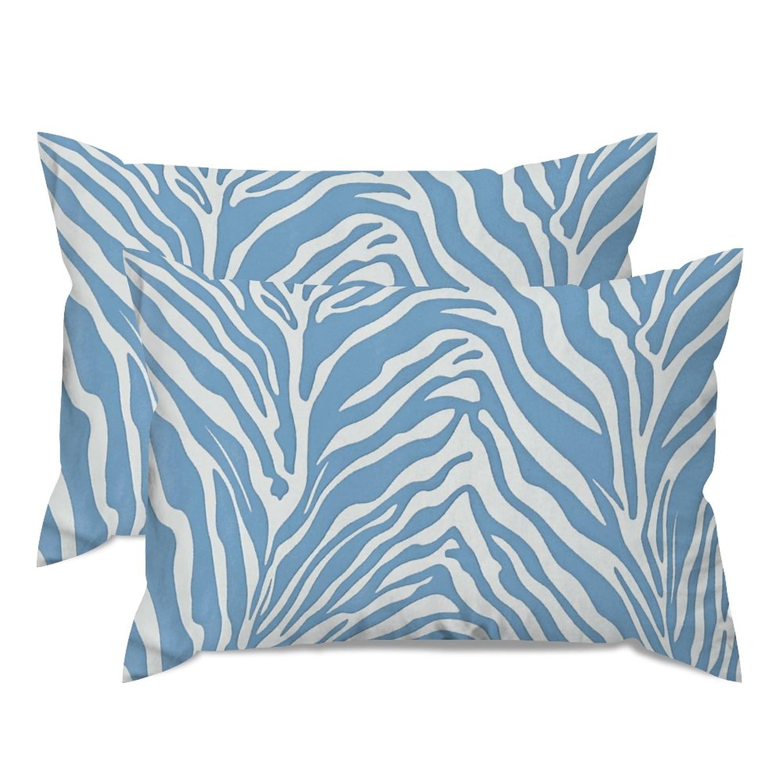 Housse de coussin tigre bleu 50x75 cm en coton-lin pour canapé et lit (Lot de 2)