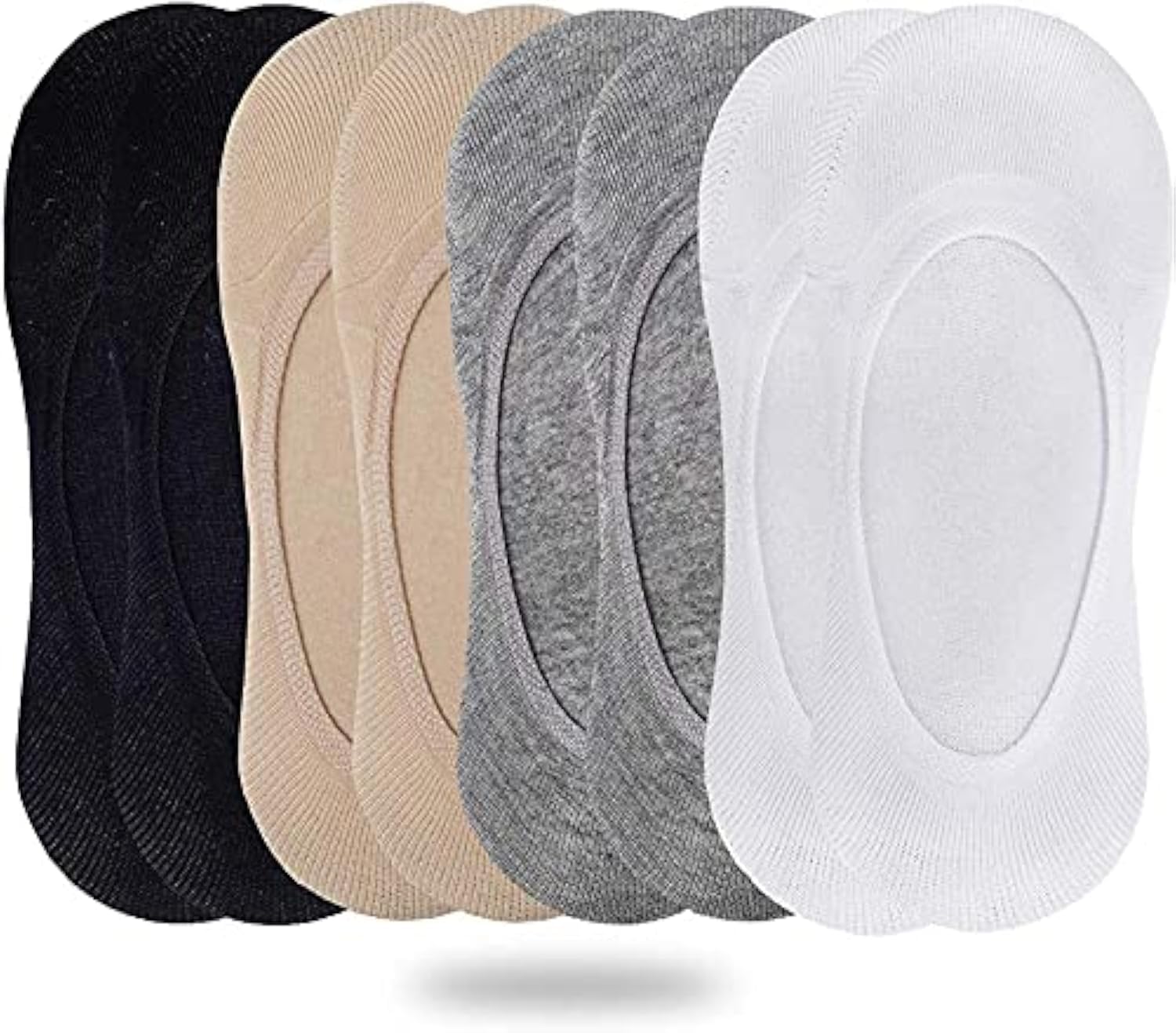 Women's No Show Cotton Socks (Pack Of 4) (PL-NOSHOWSOCKS-BL/BG/WHITE/GREY_Multicolour)