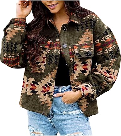 Cropped Flannel Jacket Women Girl 