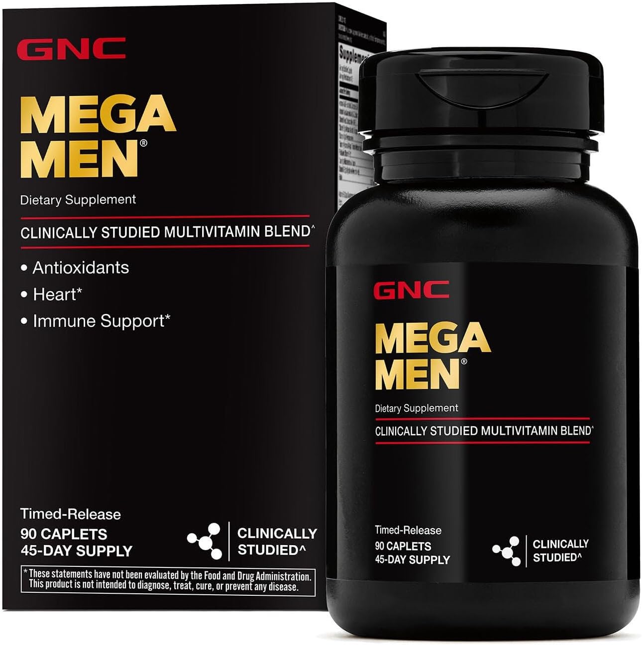 Mega Men Multivitamin Caplets, Clinically Proven to Feel Better, Immune Support, Energy Support, Antioxidants, B Vitamins, Vitamin D-3, Timed Release, 90 Count, 45 Day Supply
