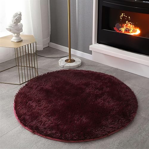 Vista 25 de SK Studio Round Area Rugs for Bedroom Soft Fluffy Shaggy Circle Rugs Non-Slip Large Carpet for Living Room Dorm Kids Room Nursery Room Pink, 39x39