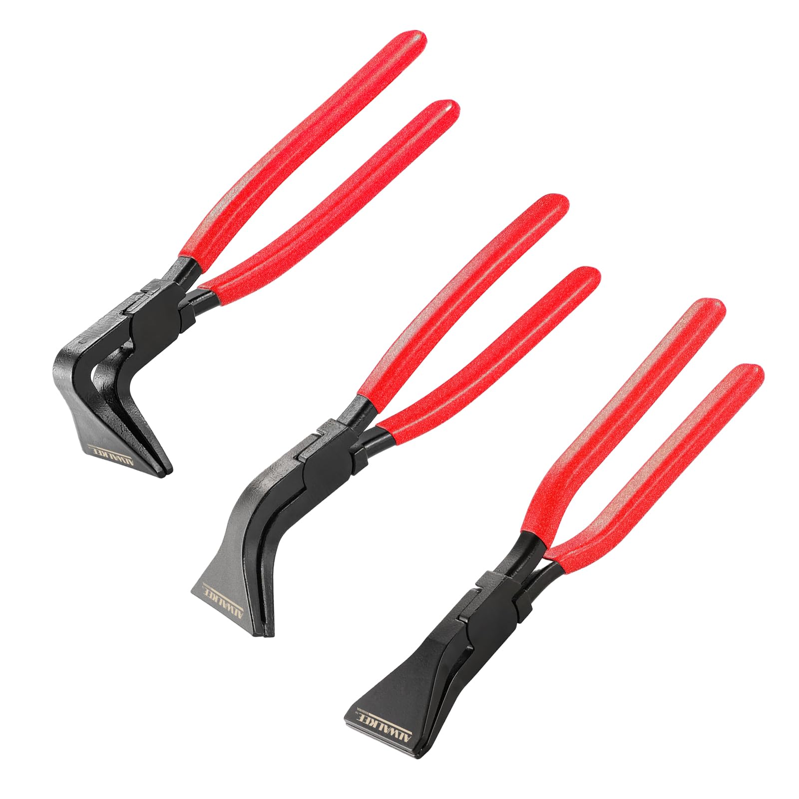 View 1 of ** MISSING 2 ITEMS ** Alwalkee Sheet Metal Bending Pliers Set, 3-Piece Straight/45°/90° Hand Seamer, Heat-Treated Carbon Steel for Auto Body & HVAC