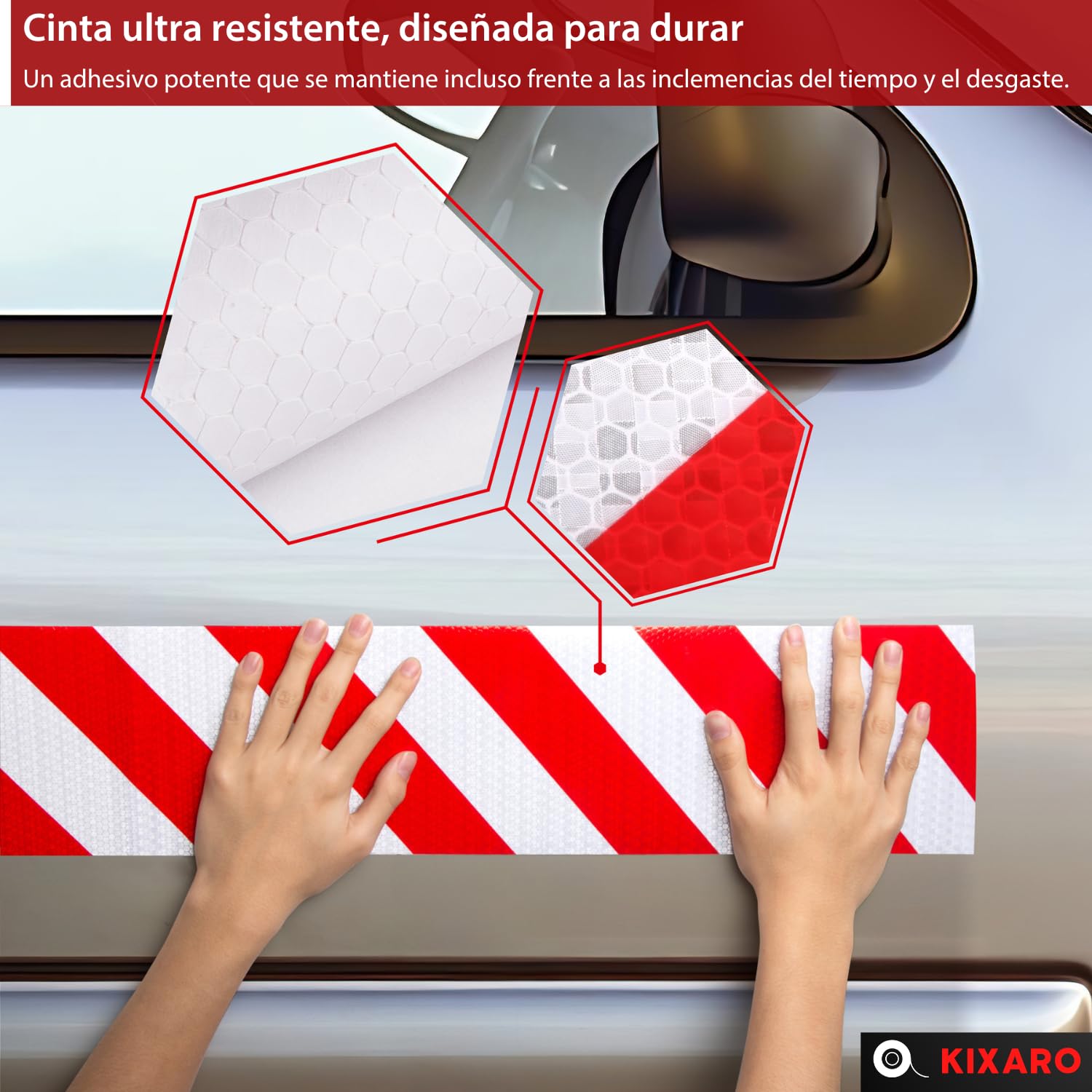 Cinta Adhesiva Reflectante Blanca Rojo Cinta Señalizacion para Remolque Coche Policial Noche Running Cinta Seguridad Adhesiva Cinta Reflectante Adhesiva Alta Visibilidad Blanca y Roja Rollo 10mx15cm