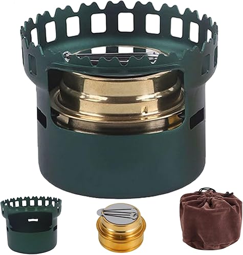 Alcohol Stove Camping, Alcohol Stove for Camping Portable Brass Burner with Stand and Storage Bag for Backpacking Hiking Emergency Outdoor