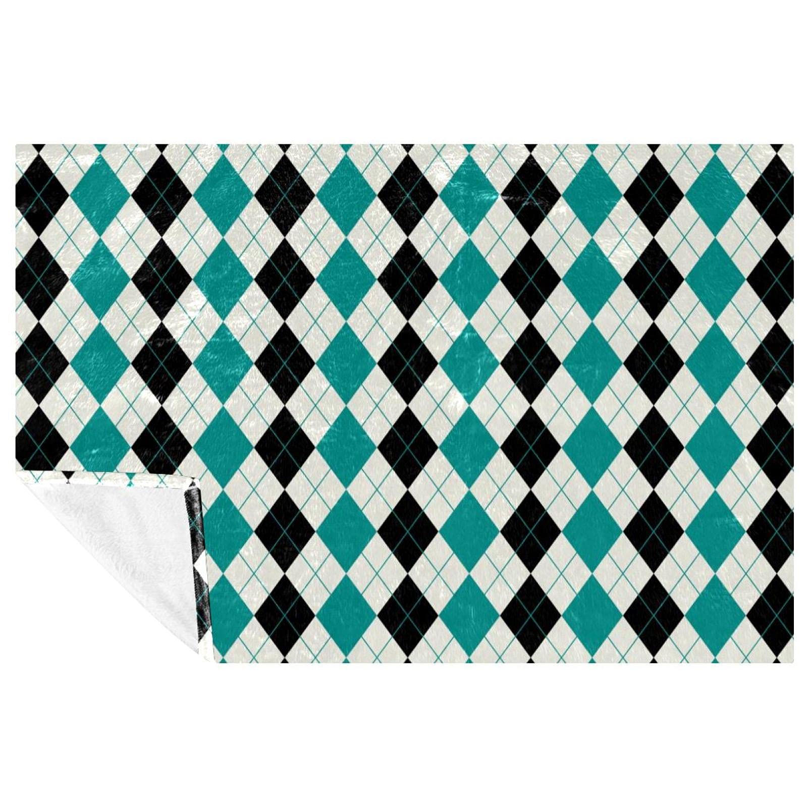 Couverture plaid motif argyle chaud pour lit et canapé de 150x100 cm